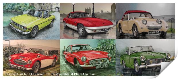 SIX MORE BRITISH SPORTS CARS  Print by John Lowerson