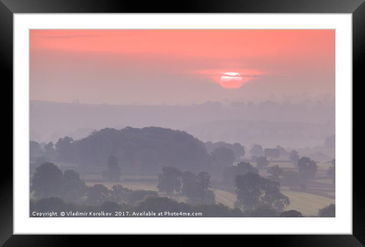 A rising sun in Peaks Framed Mounted Print by Vladimir Korolkov