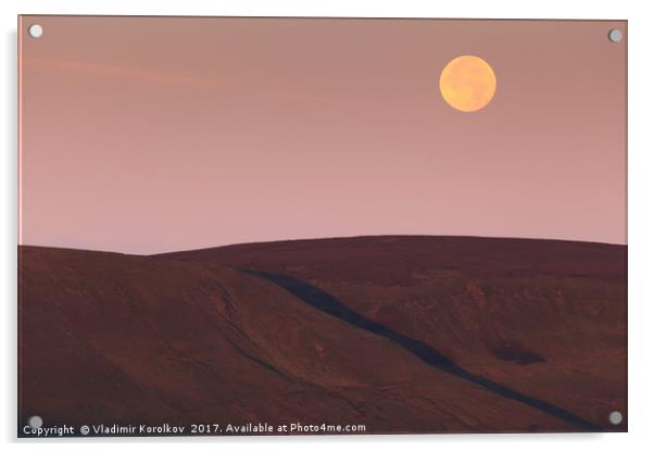 A moonset in Peaks Acrylic by Vladimir Korolkov