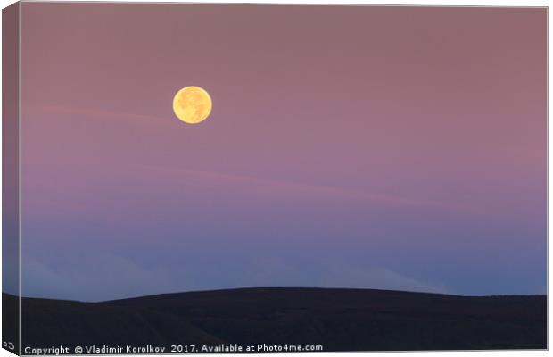 A moonset in Peaks Canvas Print by Vladimir Korolkov