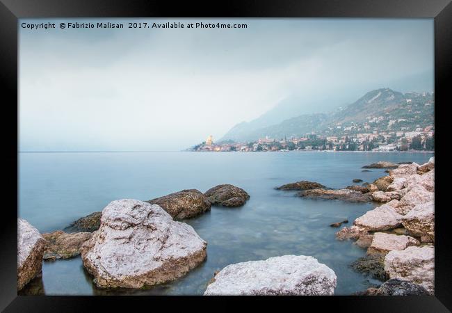 A Gloomy Day In Malcesine Lake Garda  Framed Print by Fabrizio Malisan
