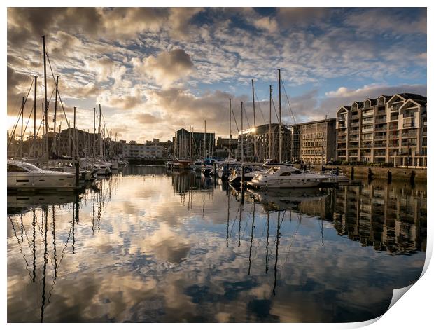Sutton Harbour Sunset, Plymouth Print by Jon Rendle