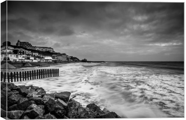 Ventnor Beach Isle Of Wight BW Canvas Print by Wight Landscapes