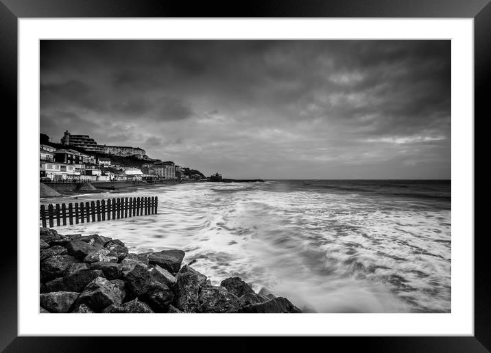 Ventnor Beach Isle Of Wight BW Framed Mounted Print by Wight Landscapes