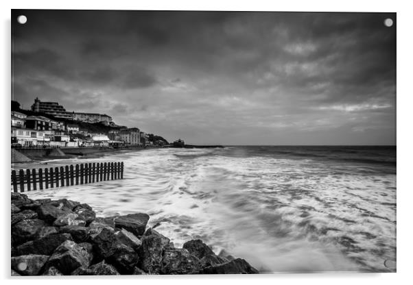 Ventnor Beach Isle Of Wight BW Acrylic by Wight Landscapes