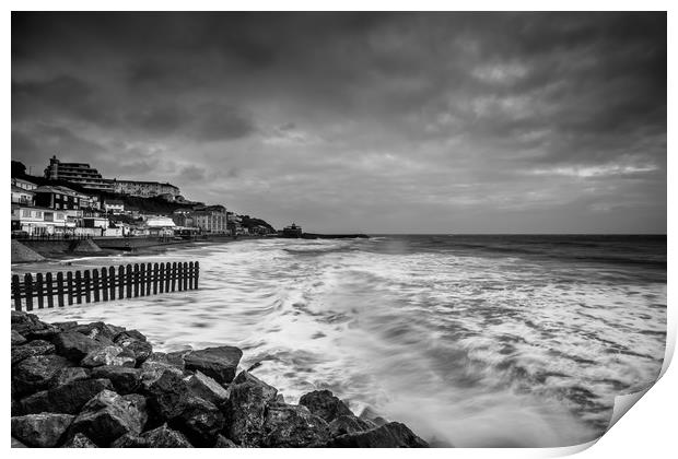 Ventnor Beach Isle Of Wight BW Print by Wight Landscapes