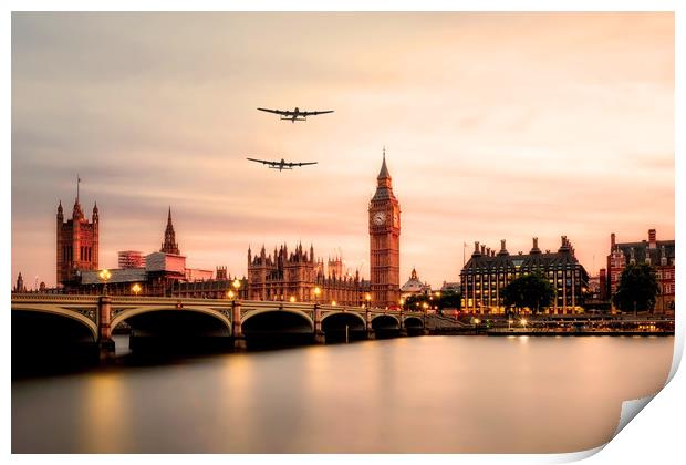 Lancasters Visit London Print by J Biggadike