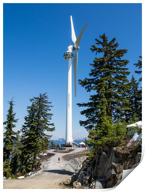Wind turbine Grouse Mountain Print by David Belcher