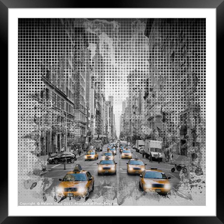 Graphic Art NEW YORK CITY 5th Avenue Traffic Framed Mounted Print by Melanie Viola