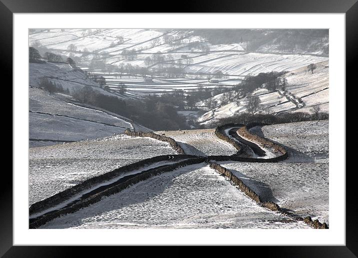 Cam Gill Road - Winter Framed Mounted Print by Steve Glover