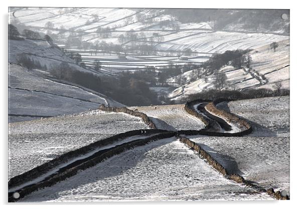 Cam Gill Road - Winter Acrylic by Steve Glover