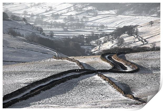 Cam Gill Road - Winter Print by Steve Glover