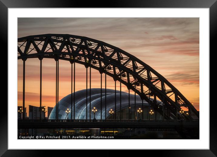 Tyne Bridge Sunrise Framed Mounted Print by Ray Pritchard
