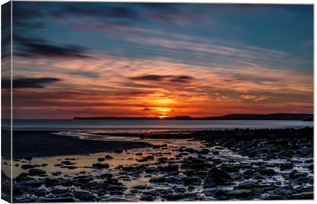 Manorbier Sunset Canvas Print by Mal Spain