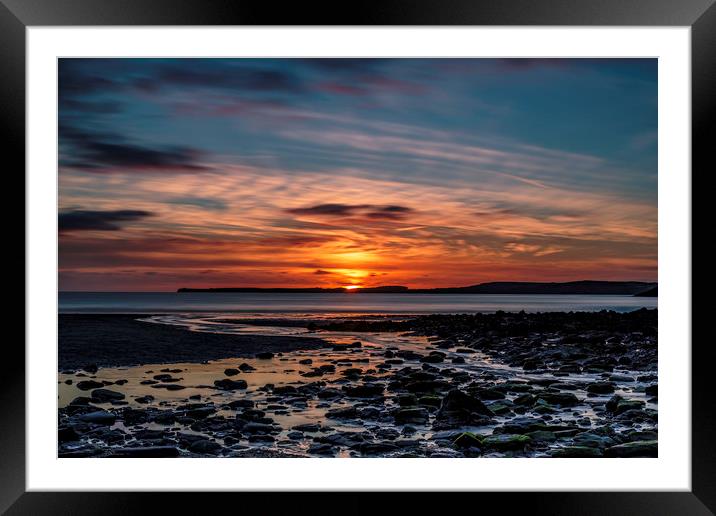 Manorbier Sunset Framed Mounted Print by Mal Spain