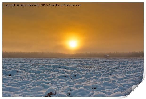 Snowy Fields In The Winter Sunrise Print by Jukka Heinovirta