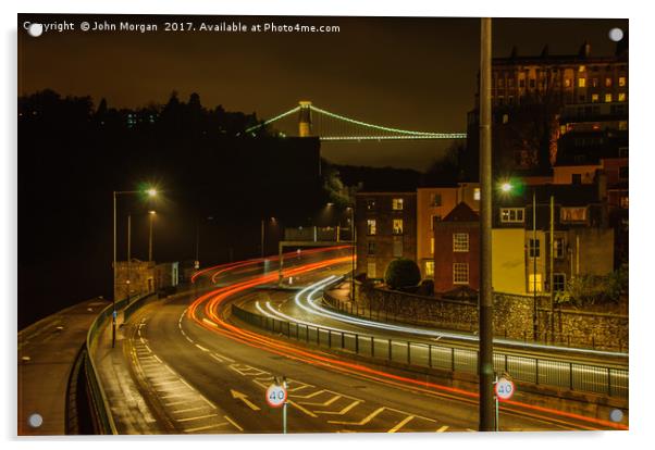 The A 4 under The Suspension Bridge Bristol. Acrylic by John Morgan