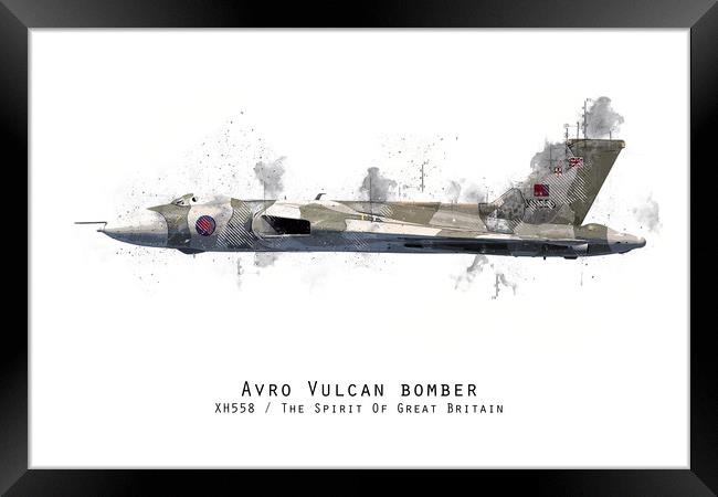 Vulcan Bomber Sketch - XH558 Framed Print by J Biggadike