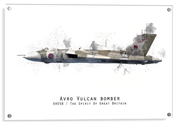 Vulcan Bomber Sketch - XH558 Acrylic by J Biggadike
