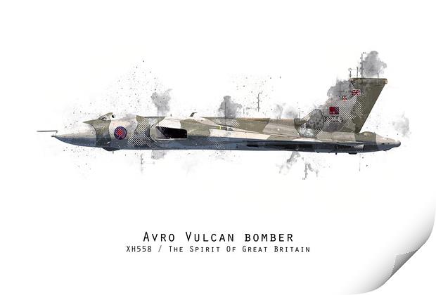 Vulcan Bomber Sketch - XH558 Print by J Biggadike