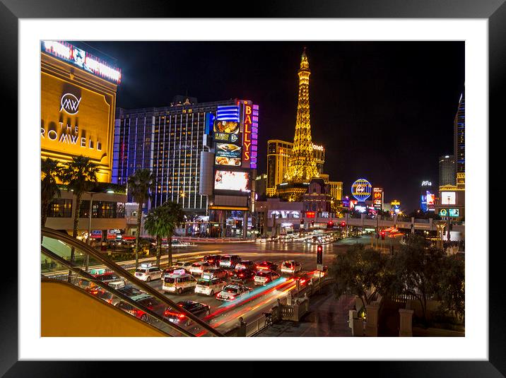 Las Vegas strip at night Framed Mounted Print by Darren Willmin