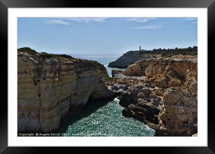 Carvoeiro lighthouse and cliffs Framed Mounted Print by Angelo DeVal
