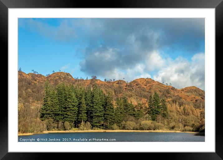 Yew Tree Tarn Coniston Lake District Framed Mounted Print by Nick Jenkins