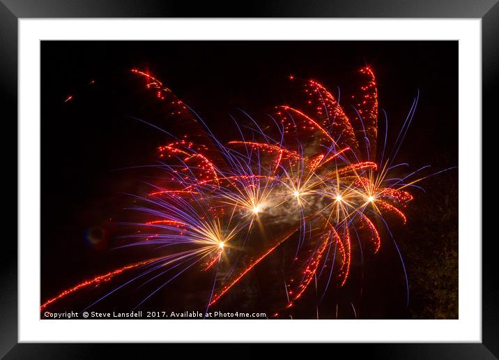 Night Sky Starry Firework Framed Mounted Print by Steve Lansdell