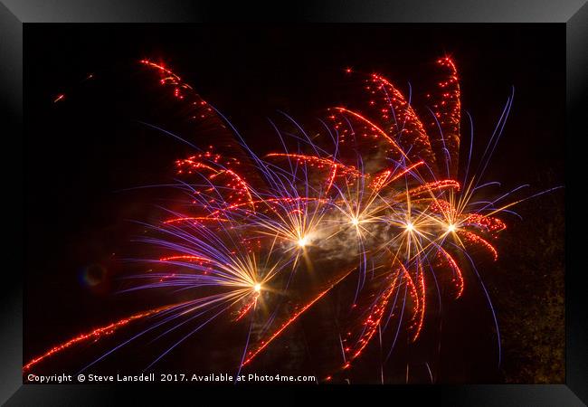 Night Sky Starry Firework Framed Print by Steve Lansdell