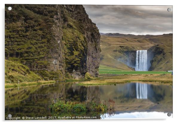Icelands Skogafoss Acrylic by Steve Lansdell