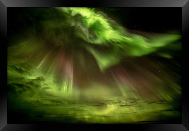 Aurora Storm  Framed Print by Steve Lansdell
