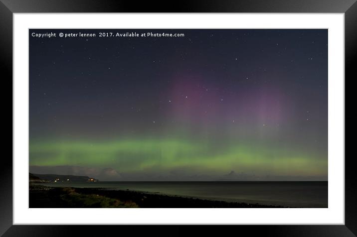 Glenarm Aurora Framed Mounted Print by Peter Lennon