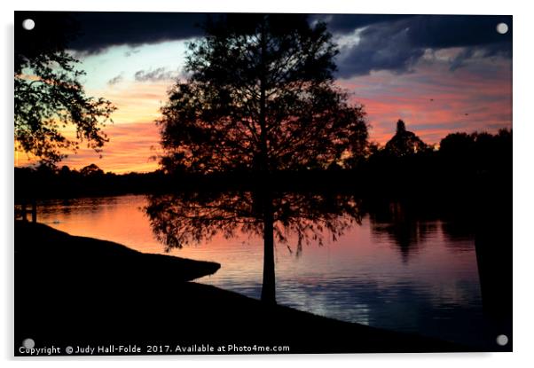 November Sunset Acrylic by Judy Hall-Folde