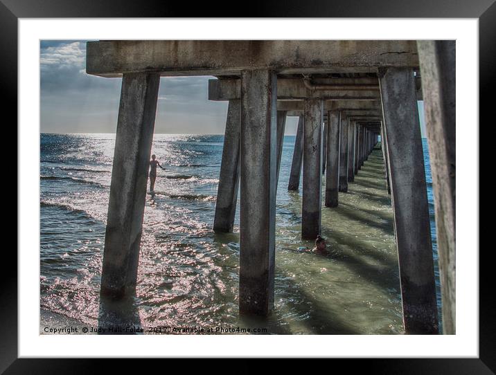 Under the Naples Pier Framed Mounted Print by Judy Hall-Folde