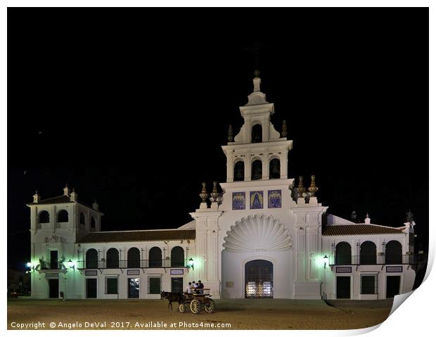 Church of the Virgen Del Rocio and Carriage. Spain Print by Angelo DeVal