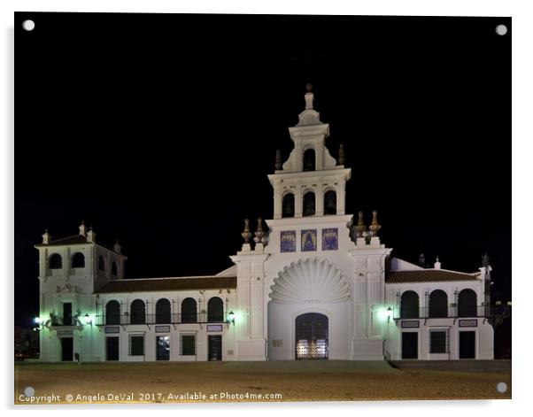 Church of the Virgen Del Rocio at night. Spain Acrylic by Angelo DeVal