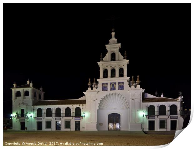 Church of the Virgen Del Rocio at night. Spain Print by Angelo DeVal