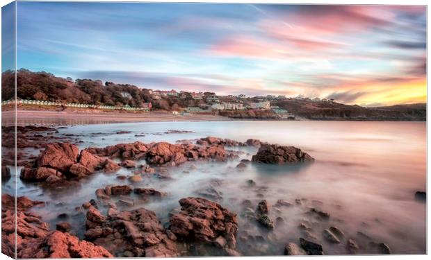 Langland Bay sunrise Canvas Print by Leighton Collins