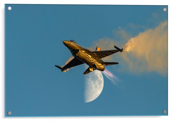 Belgian F-16 Moonlight Pass Acrylic by Darren Willmin