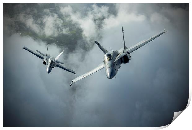 Swiss Air Force F/A-18 Hornet Crossover Print by Darren Willmin