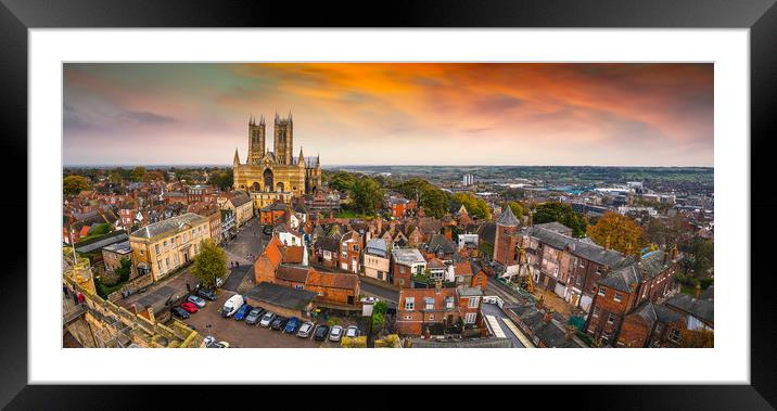 Lincoln Cathedral as the sun is setting Framed Mounted Print by Andrew Scott