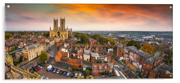 Lincoln Cathedral as the sun is setting Acrylic by Andrew Scott