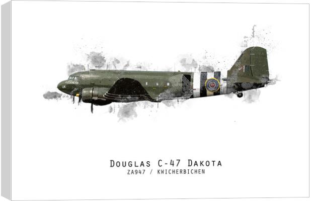 C-47 Dakota Sketch - Kwicherbichen Canvas Print by J Biggadike