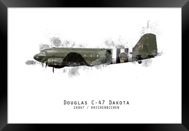 C-47 Dakota Sketch - Kwicherbichen Framed Print by J Biggadike