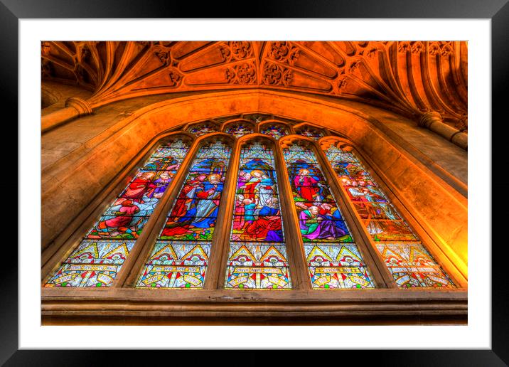 Abbey Stained Glass Window Framed Mounted Print by David Pyatt