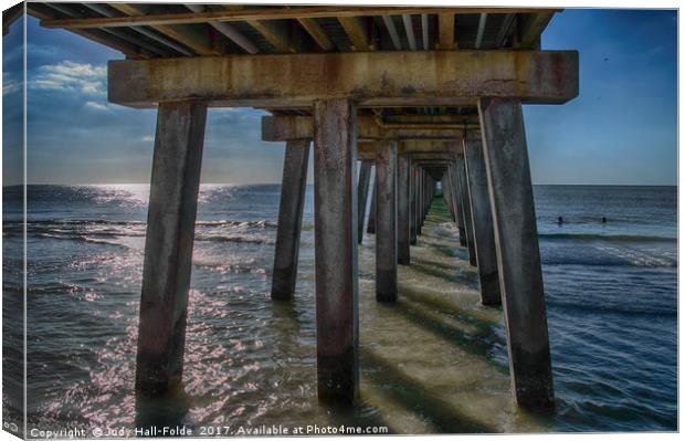 Under the Naples Pier Canvas Print by Judy Hall-Folde