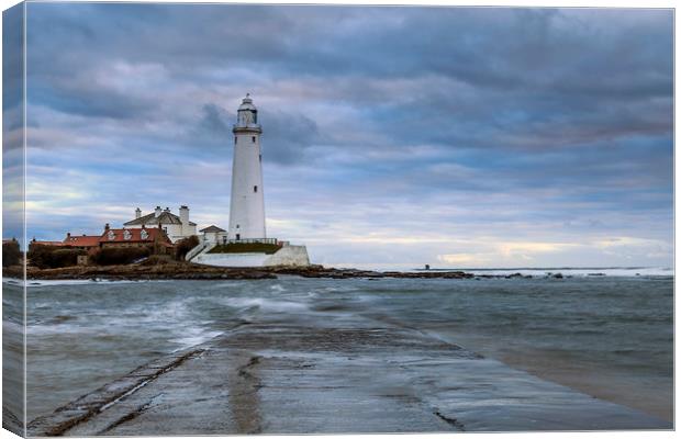St Mary's LightHouse, Whitley Bay Canvas Print by John Hall