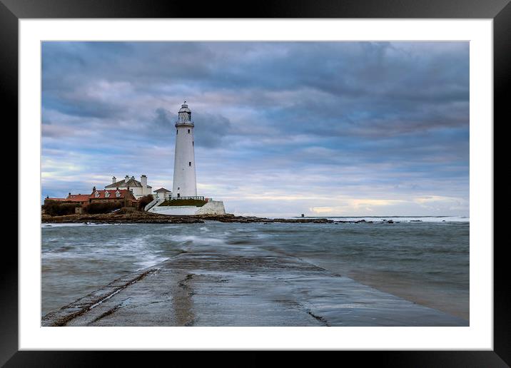St Mary's LightHouse, Whitley Bay Framed Mounted Print by John Hall
