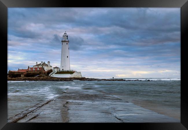 St Mary's LightHouse, Whitley Bay Framed Print by John Hall