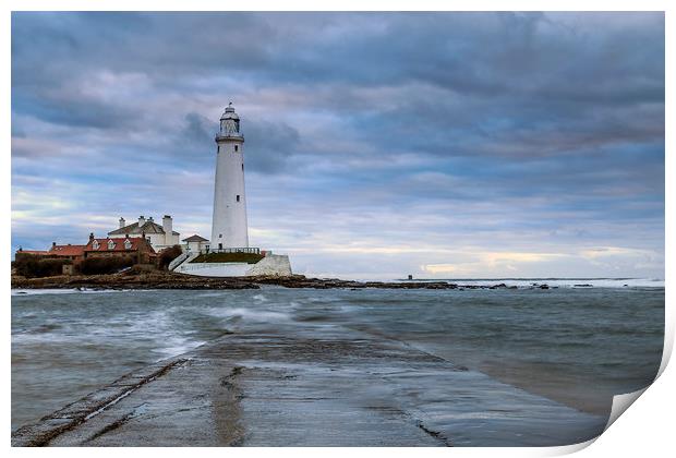 St Mary's LightHouse, Whitley Bay Print by John Hall
